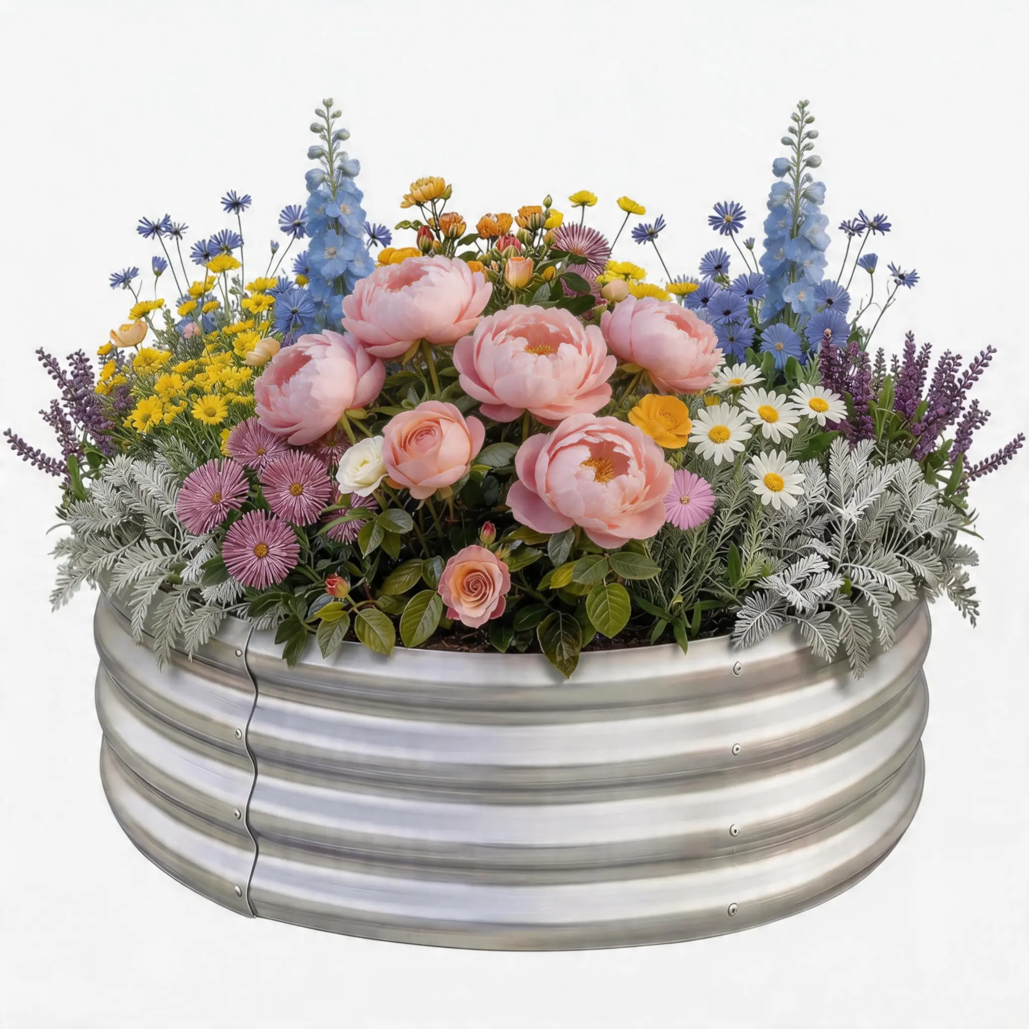 2-Pack Land Guard Galvanized Raised Garden Bed Kit, Galvanized Planter Raised Garden Boxes Outdoor, Round Large Metal Raised Garden Beds for Vegetables