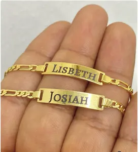 Children Newborn Bracelet 5.5" ID Figaro Link Engrave Personalized Customer