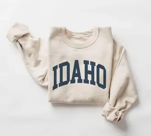 Idaho Sweatshirt, ID Idaho Pullover, Vintage Varsity Aesthetic, Trendy Travel Destination Gift, Unisex Crewneck Sweatshirt