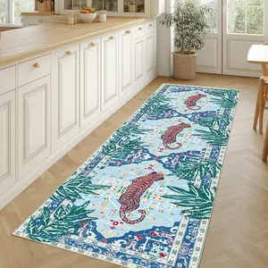 Vintage Tiger Print Rug, Non-Slip Long Runner Carpet, Ideal for Hallway, Living Room, Bedroom, Home Decor