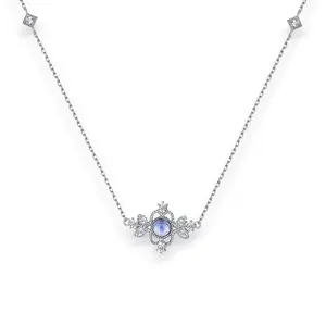 Natural Blue Moonstone Silver Necklace Jewelry