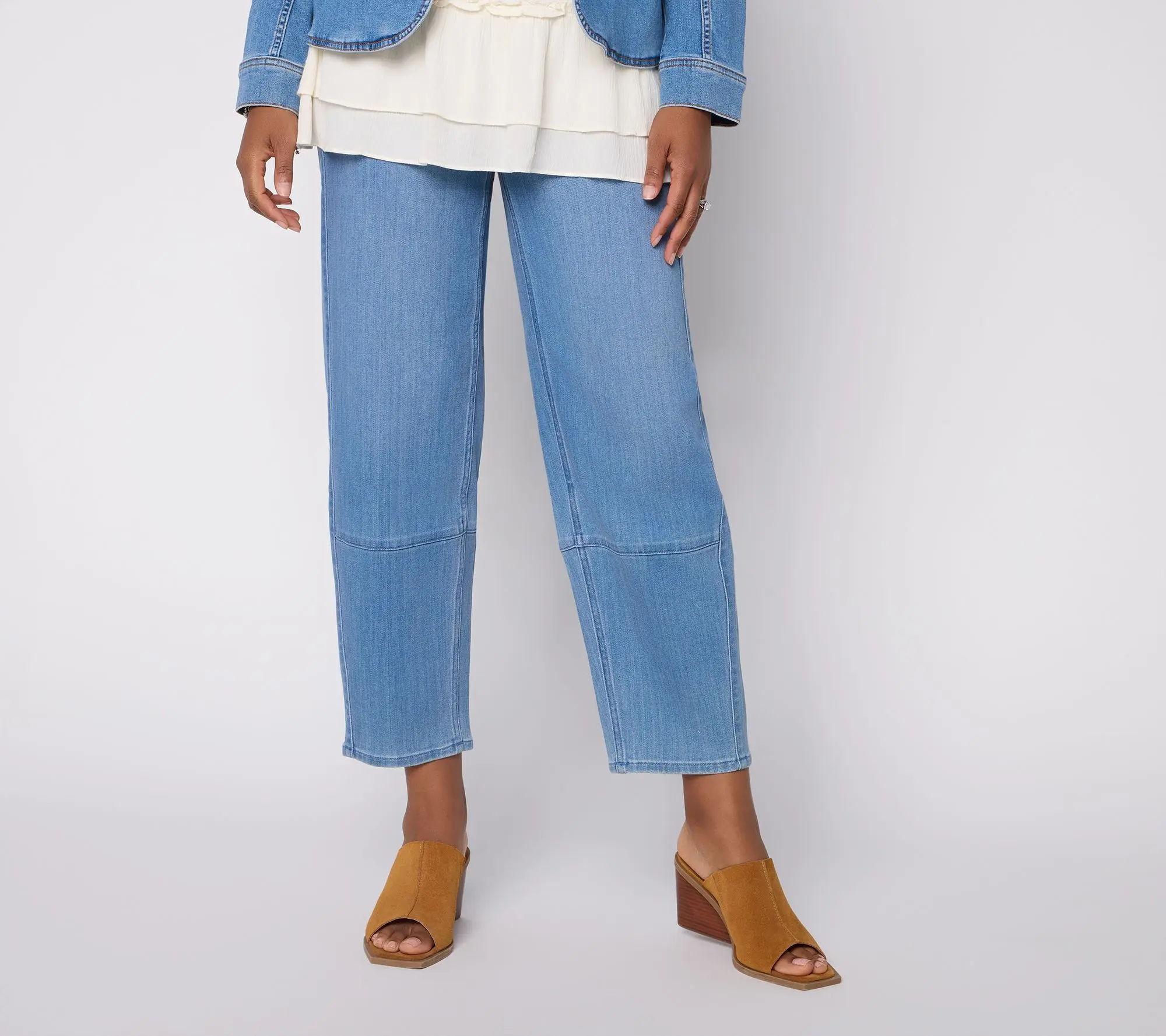 LOGO by Lori Goldstein Regular Pull On Tapered Ankle Jeans
