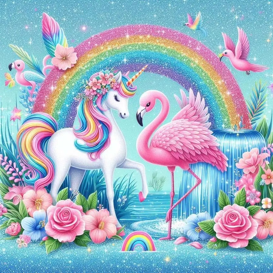 5D DIY Diamond Painting Kit, Crafts, Unicorn Flamingo Rainbow Mosaic Canvas Art, Home Wall Decor Gift for Birthday, Anniversary