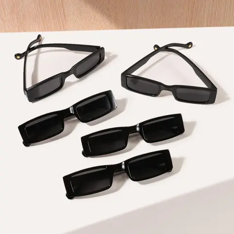 Vintage Tinted Lens Sunglasses, Trendy Casual Rectangle Frame Sunglasses for Everyday Use, Fashion Accessories for Outdoor Activities, Trendy Styling Sunglasses, Rectangular Sunglasses, Rectangle Styles Sunglasses