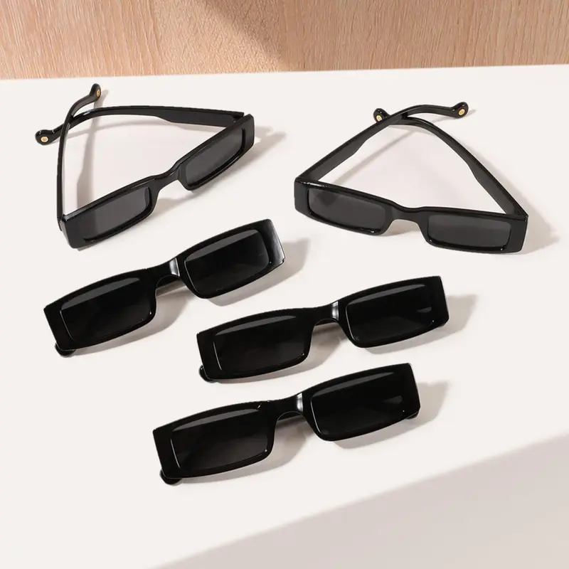 Vintage Tinted Lens Sunglasses, Trendy Casual Rectangle Frame Sunglasses for Everyday Use, Fashion Accessories for Outdoor Activities, Trendy Styling Sunglasses, Rectangular Sunglasses, Rectangle Styles Sunglasses