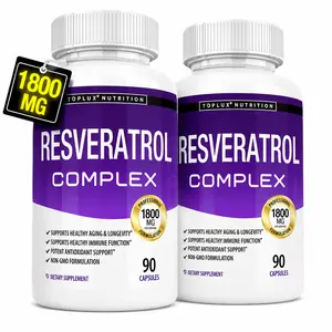 Resveratrol Supplement 1800 mg Antioxidant Complex - Highly Potent Natural Trans-Resveratrol Pills for Healthy Aging, Overall Health Support, Immune System, Brain Function, for Men Women, 90 Capsules