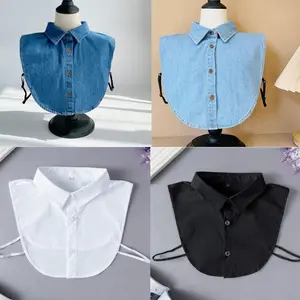 4pcs Fake Collar Detachable Dickey Collar Half Shirts Round Collar Blouse False Collar Top for Women Outfits