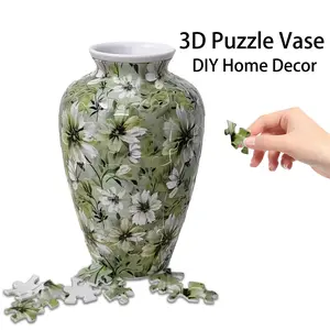 3D Puzzle Vase for Adults, Unique Lily Flower Design, Made of 120 Arc Plastic Pieces, Home Decor, Birthday Gift, Holiday Present, Crafts