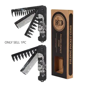 2/3 Tooth Folding Comb, Portable Travel Folding Brush, Men's Oil Hair Comb, Beard Styling Comb, Barber Fade Combs, Three-In-One Pocket Comb, Grooming Comb, Boxed
