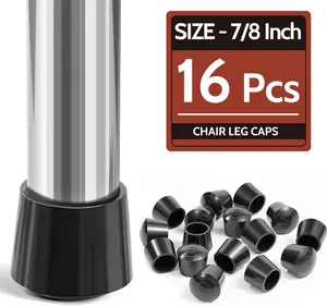 Chair Leg Caps, Sopito Non-Slip Rubber Leg Tips 7/8'' Inner Diameter Chair Leg Floor Protectors Covers round Black, 16 Pack
