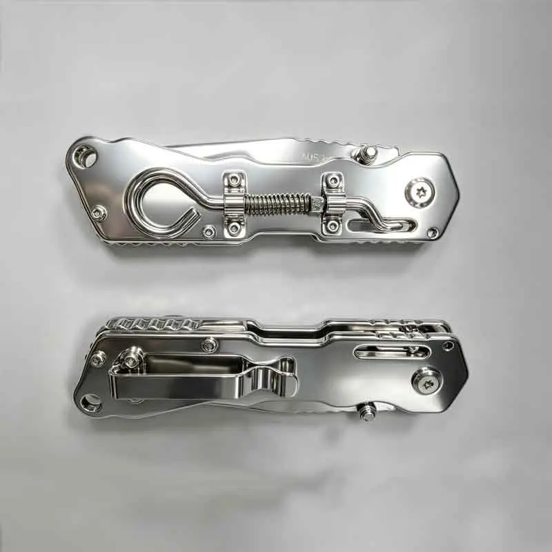 Premium Pocket Folding EDC Tool with AUS‑10, Pull‑Ring Safety Lock, Solid Stainless Steel Heavy‑Duty Build; Sturdy Daily & Outdoor Gear, Ideal Gift for Men