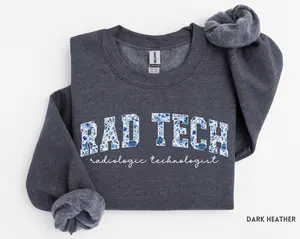 Rad Tech Sweatshirt / Short Sleeve T-SHIRT, Blue Toile Radiologic Technologist , Floral X-Ray Technologist Gift, Medical Imaging Tech  Medium Casual