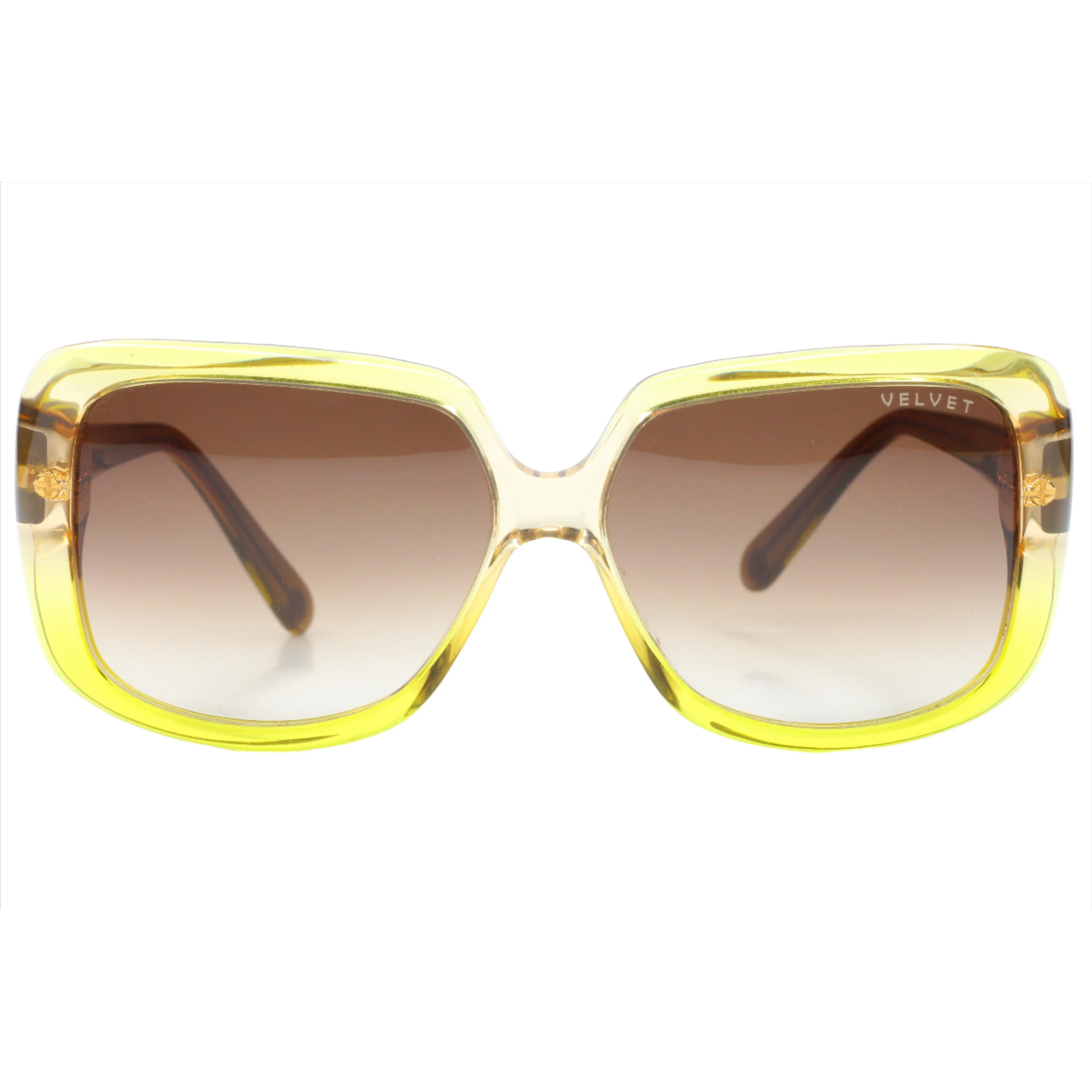 Velvet Eyewear YC JONI Transparent Yellow Green Designer Italy Sunglasses -Wo