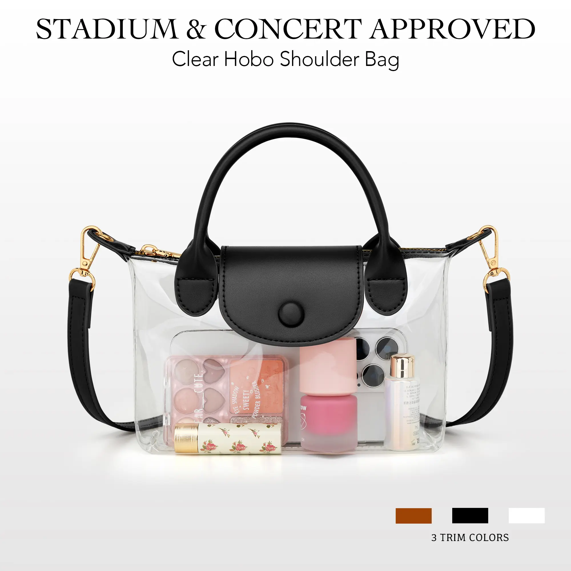 KKXIU Mini Top Handle Clear Crossbody Bags for Women Stadium Approved | Small Transparent Purse for Lady Handbags for Concerts Sports