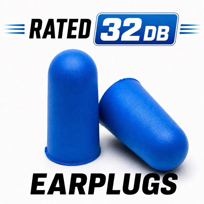 400 Blu-Bolt 32dB Noise Reduction Ear Plugs – Soft Foam Hearing Protection for Work, Construction, Welding, Shooting & Sleeping – 200 Pairs