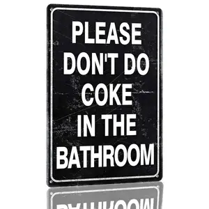 Please Don't Do Coke In The Bathroom Sign Aluminum Please Dont Do Coke In The Bathroom Decorative Sign Funny Bathroom Themed Metal Wall Art For Home Bar Pub Rustic Indoor Decoration 12×8 Inch