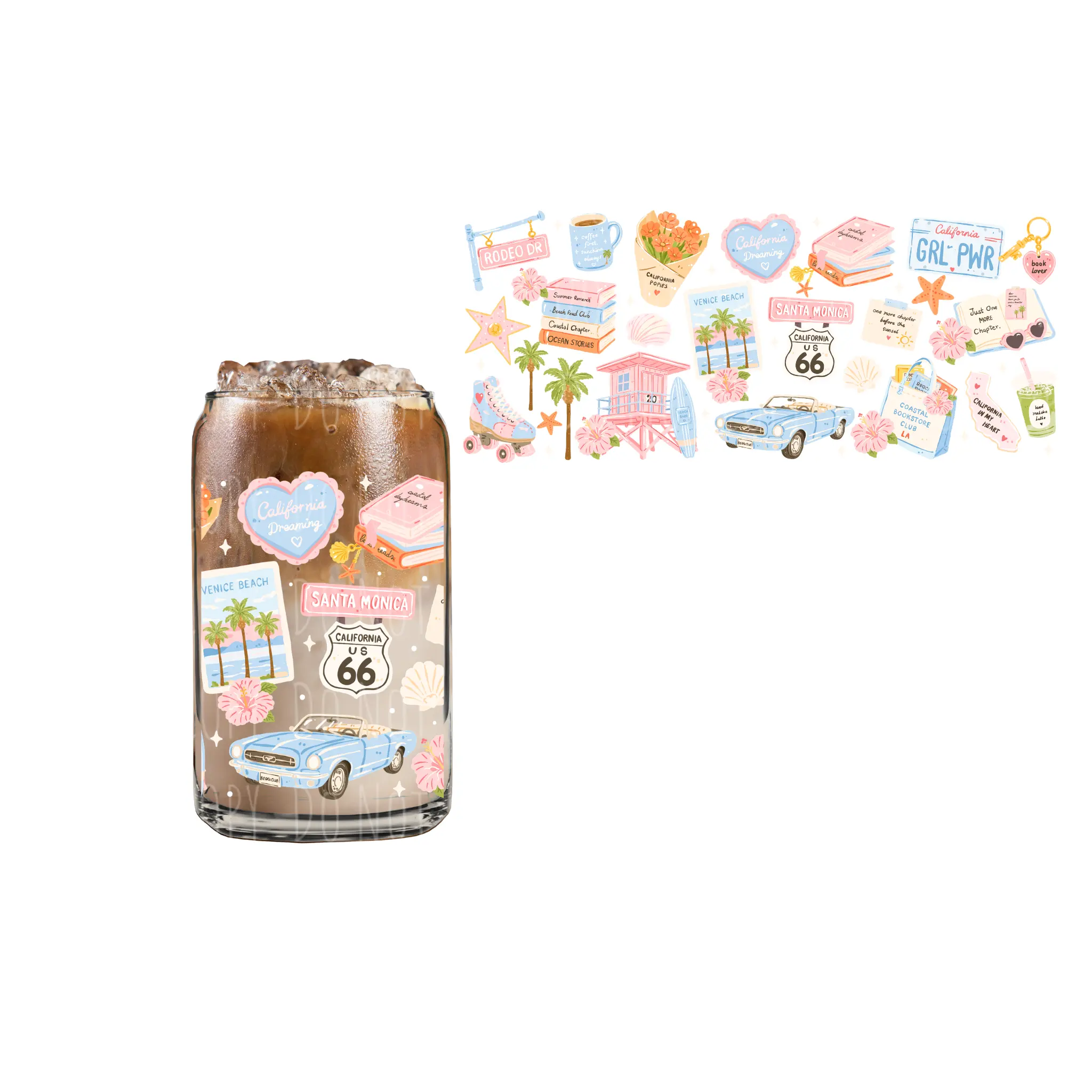 California (DOUBLE SIDED) UVDTF 16oz cup wrap