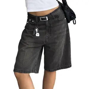 Women Jorts Baggy Jeans Jorts Outfits Mid-Low Waisted Denim Y2K Shorts Summer Hot Short Pants Streetwear (Stretchy & Comfortable)