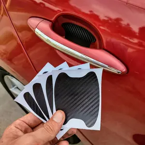 Carbon Fiber 4pc Scratch Protection Vinyl Decal Stickers Waterproof Fade Resistant for Car Door Handles Exterior Decals