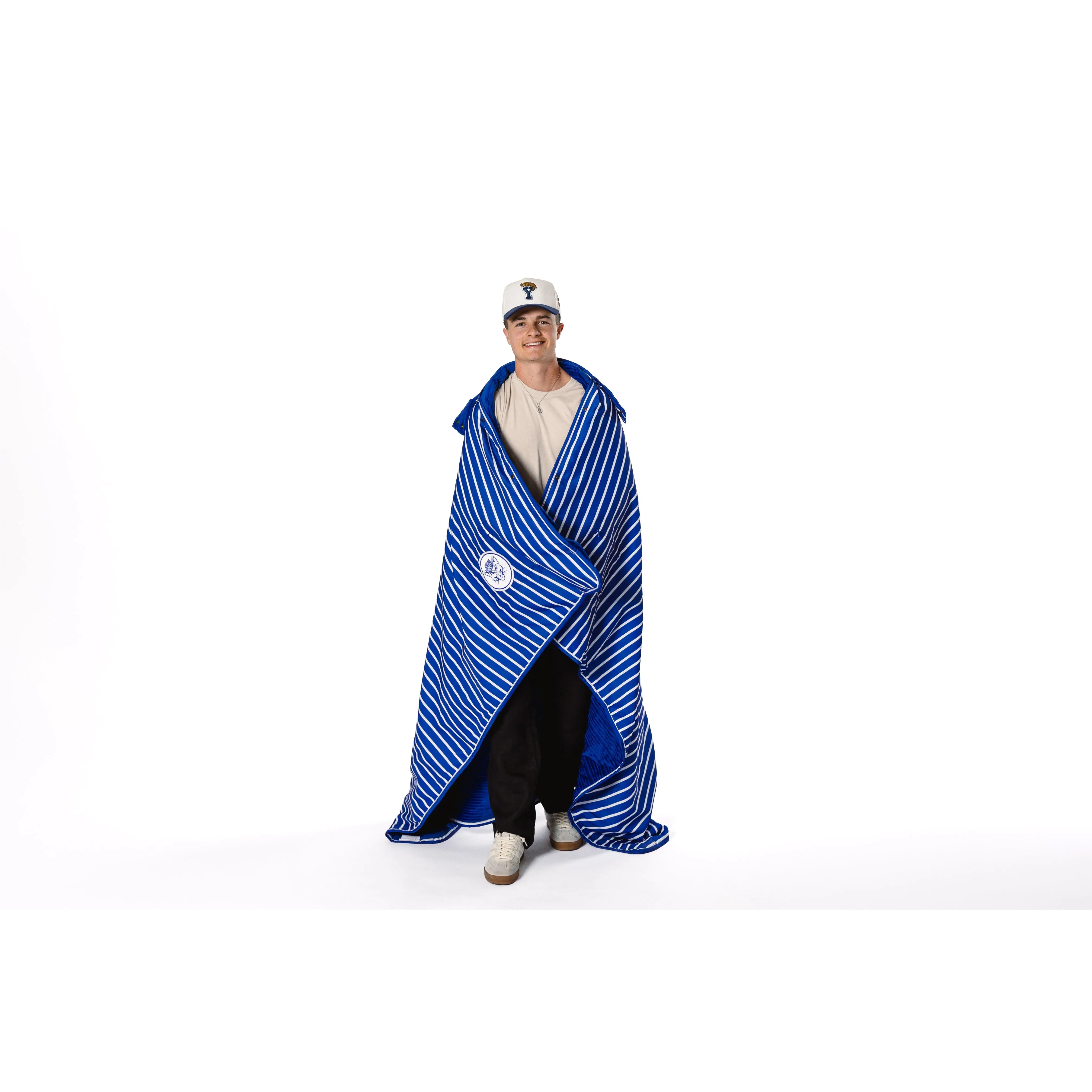 Beddy's Wearable Stadium Sports Blanket - Cozy Minky Interior, Water Resistant, Wind Resistant, Exterior Zipper Pockets, Detachable Hood, Stays On, Matching Bag, Game Day Essential