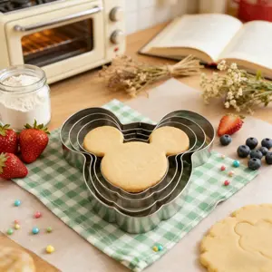 5pcs Stainless Steel Cookie Cutters - Cute Animal Shapes | Perfect for Baking, Ideal for Holidays and Parties, Mickey Shape | Fun Design | Durable Cutters