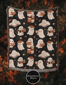 Ghostie Readers Woven Blanket / Bookish Blanket / Halloween / Spooky / Goth / Book Lover / Booktok / Reader
