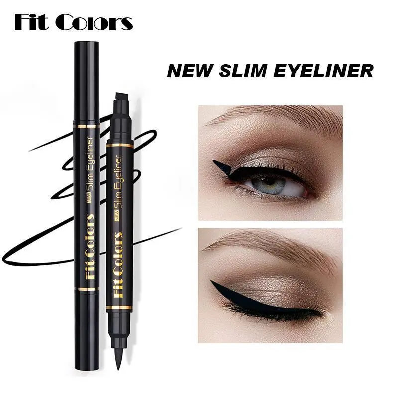 Double-Ended Triangle Wing Eyeliner Natural Classsic Black Color Waterproof Sweatproof Non-Smudge Stamp Pen Lipliner Makeup Blend Flawless Cosmetic
