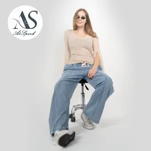 Buttery Soft Flattering Wide Leg Jeans For Women | Elastic Drawstring Waist Light Wash Denim Pants For All Body Types