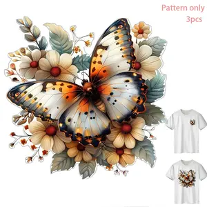Beautiful Butterfly and Floral Pattern, DIY Heat Transfer Vinyl Sticker for T-shirts, Jeans, Hoodies, Backpacks, Durable PVC Material, Washable Iron-on Decal
