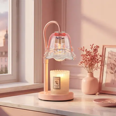 CANDELDO Flower Candle Warmer Lamp with Timer - Dimmable, Height-Adjustable Candle Stand with 2 Bulbs, Whimsical Home Accessory, House Decor, Girl Room Decor, Apartment Accessories, Unique Valentine's Gift for Women