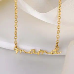 Springtok Y2K stainless steel mama letter necklace golden/silver women's daily clavicle chain jewelry mother's day gift