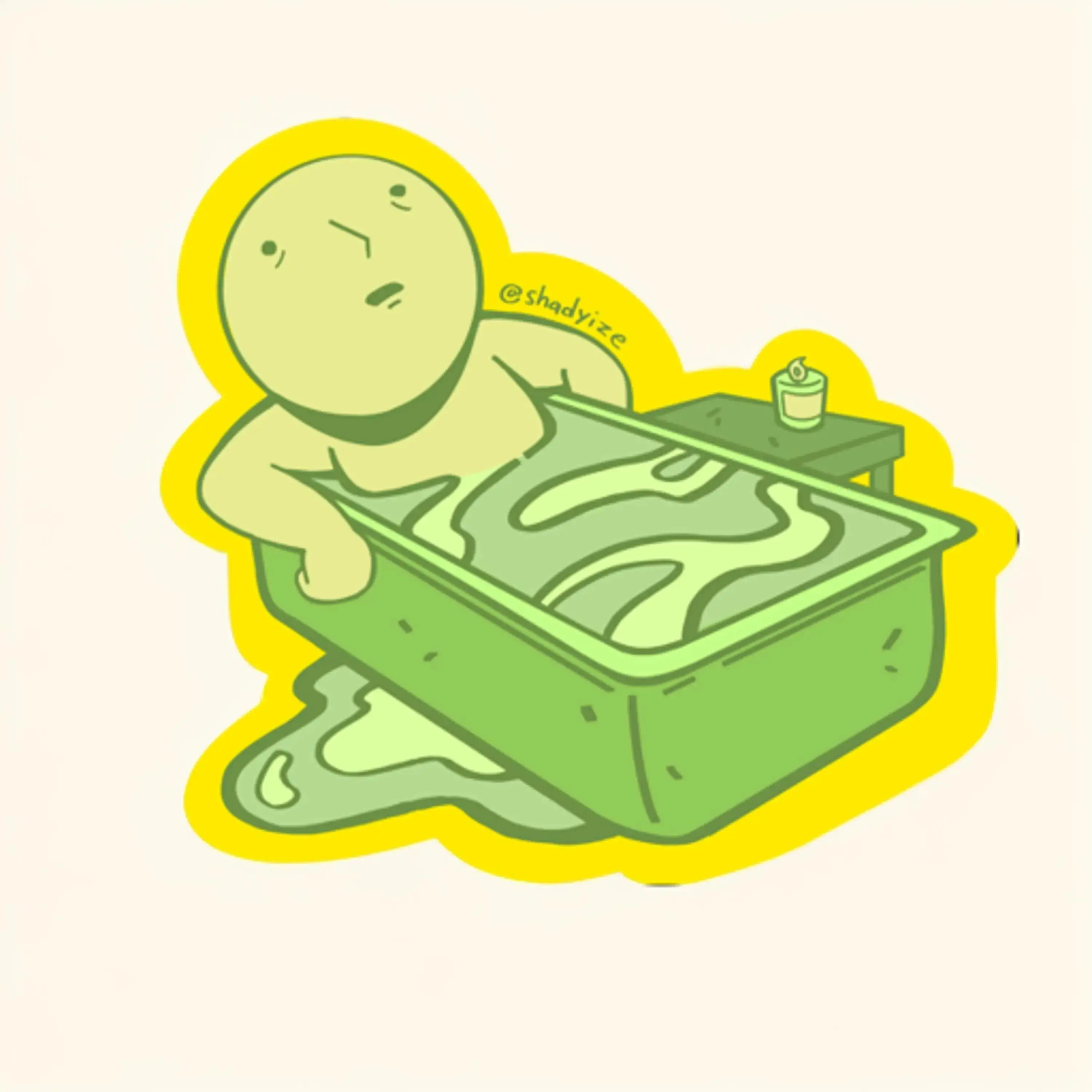 Funny Smiski Stickers In the Bathtub, Mental Health Care Collection, Waterproof Vinyl, 3x3 inches