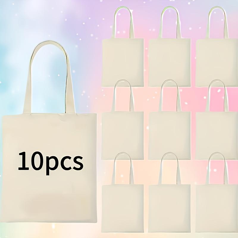 10-Pack Custom Logo/Text White Canvas Tote Bags – Heavy-Duty Reusable Large Shopping Bags with Branding, Bulk Orders for Promotional Events, Corporate Gifts and Supplies