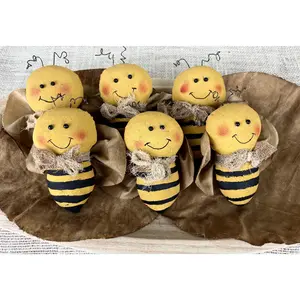 Adorable Primitive Bee Bowl Fillers | Handmade Muslin Bees | Farmhouse Tiered Tray & Dough Bowl Decor