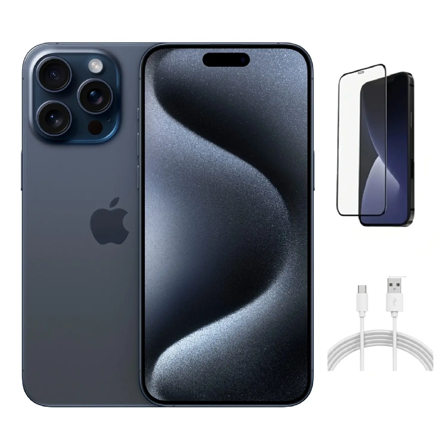 Refurbished Apple iPhone 15 Pro Max A2849 (Unlocked) Acceptable Condition with Tempered Glass Screen Protector & 1 Year Warranty