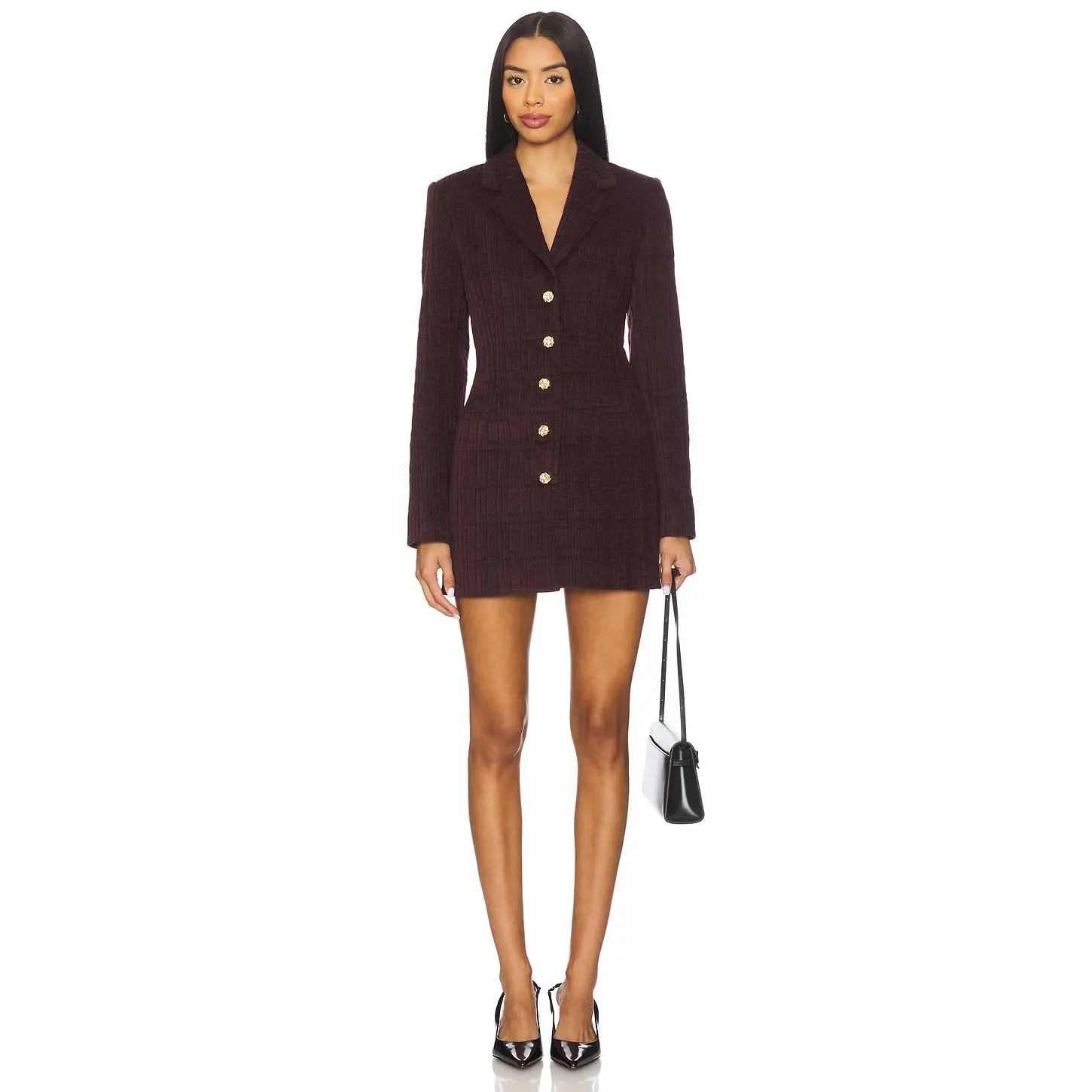 Amanda Uprichard Peralta Blazer Romper in Aubergine