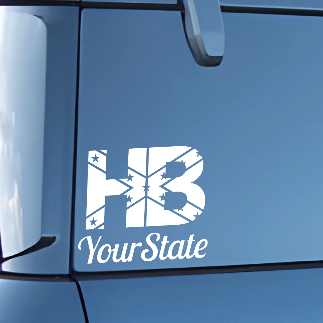 HB Holler Boy Rebel Version with Your State - Vinyl Decal Sticker for Cars, Trucks and More