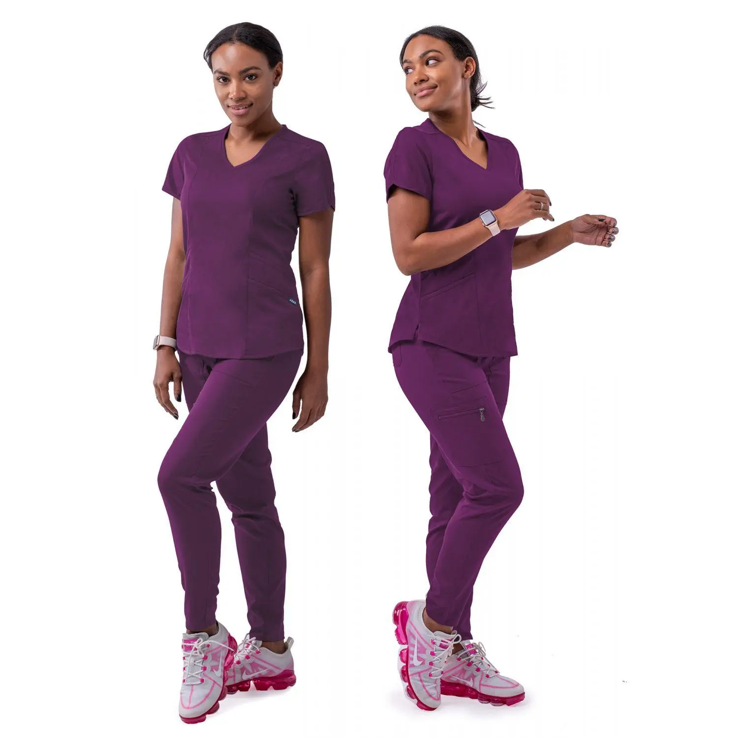 Women's Modern Athletic Jogger Scrub Set by Adar XXS-3XL / Eggplant