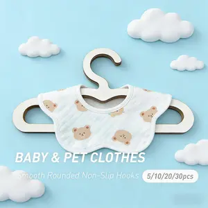 5/10/20/30pcs Baby & Pet Clothes Hangers - Cloud Shaped Magnolia Wood Hanger for Infant, Kids, Dog Cat Clothes - Smooth Solid Wood Drying Rack, Nursery Closet Organizer, Gentle Baby Shower Gift, Cute Animal Wear Storage