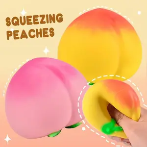 2PCS Peach Squishies, Peach Squishies Slow Rising Stress Relief, ToySqueezable Toy Fruit Ball Realistic Strawberry Model Party Favor Slow Rise Pressure Release Toy Adults, Soft Flexible Fidget Toys Decompression Gift for Adults