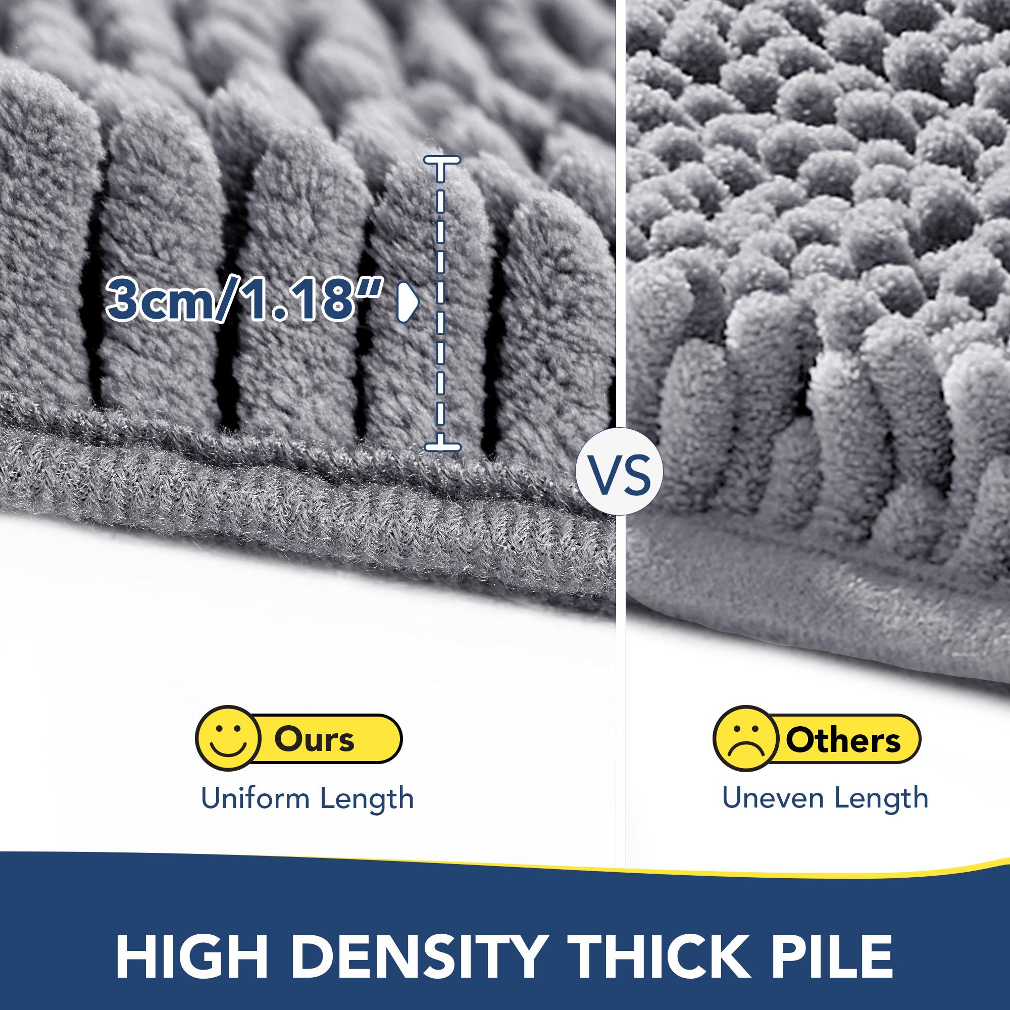 Deconovo Soft Texture Chenille Fabric U-Shaped Toilet Mat - Absorbent, Non-Slip Bathroom Floor Mat for Toilet Area, Bathroom Floor Mats
