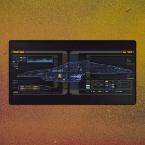 LCARS Desk Mat, Sci-Fi Control Console Display Mouse Pad, Space Planet Map Trekkie Gift Klingon Large Gaming Mousepad Pilot Cockpit