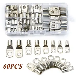 60pcs Wire Lug Connector Ring SC6-25 Copper Connectors Bare Cable Electric Crimp Terminal Connector Kit