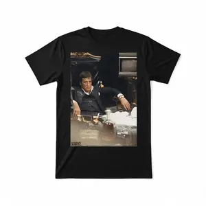 Scarface Inspired Graphic Tee With Tony Montana Throne And Jewelry Print For Men And Women christian shirt