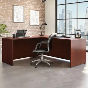 Sauder Affirm Desk Shell and Return L-shaped 72"x30" Main Desk 42" Return Melamine Top Adjustable Feet Cord Management System