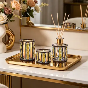 3Pcs Diamond Painting Candle Holder, Vintage Wooden Lattice Storage Box, DIY Diamond Art Kit, Holiday Decor, Gift for Diamond Paint Enthusiasts