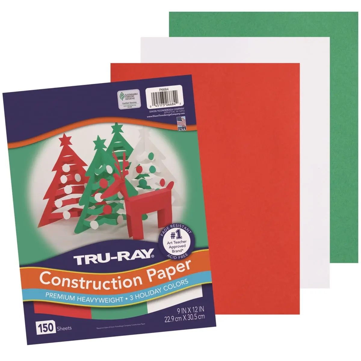 Assorted Colored Holiday Construction Paper, Multi-Item Paper Pack (Pack of 3), Assorted Colored Paper