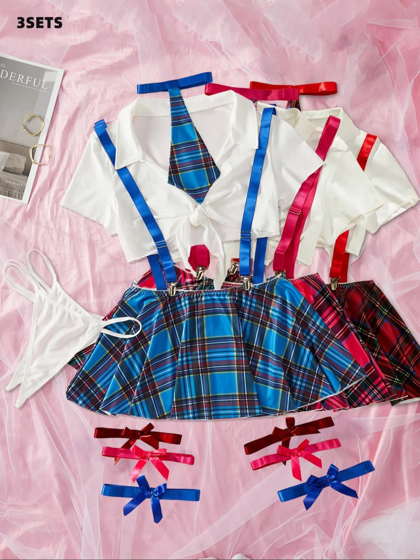 Women's Sexy Role Play Cosplay Costumes Plaid School Uniform Set, Includes Tie Shirt & Mini Skirt, Perfect for Theme Parties & Romantic Nights，sexy，college pjs，rave outfit，lenceria sexi mujer，sneaky lingerie，whimsy clothing，estilo under