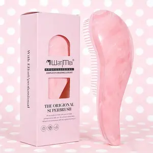 Marble Texture Detangling Styling Comb Large Plastic Curved Handle Brush Scalp Massage Comb Marble Pattern Stylish Look Curved Wide Teeth Detangle No Pulling Long Handle Comfortable Grip Multi Use for Scalp Massage Detangling Hairbrush