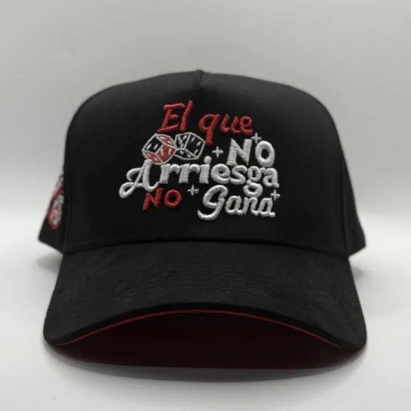 Vicera Brand El Que No Arriesga No Gana Snapback High-Quality Black Leather Hat with Dice Design